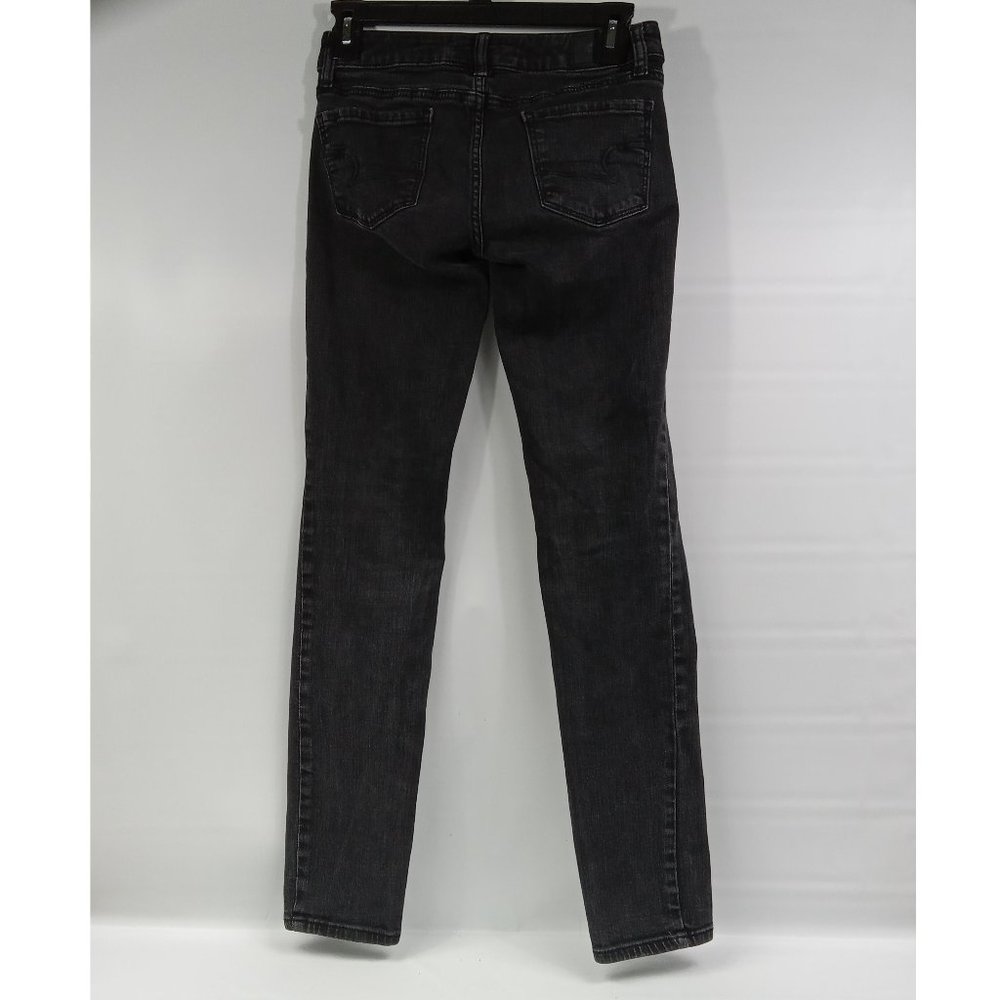 American Eagle Black Denim Super Stretch Skinny Jeans Size 0 - Picture 3 of 8